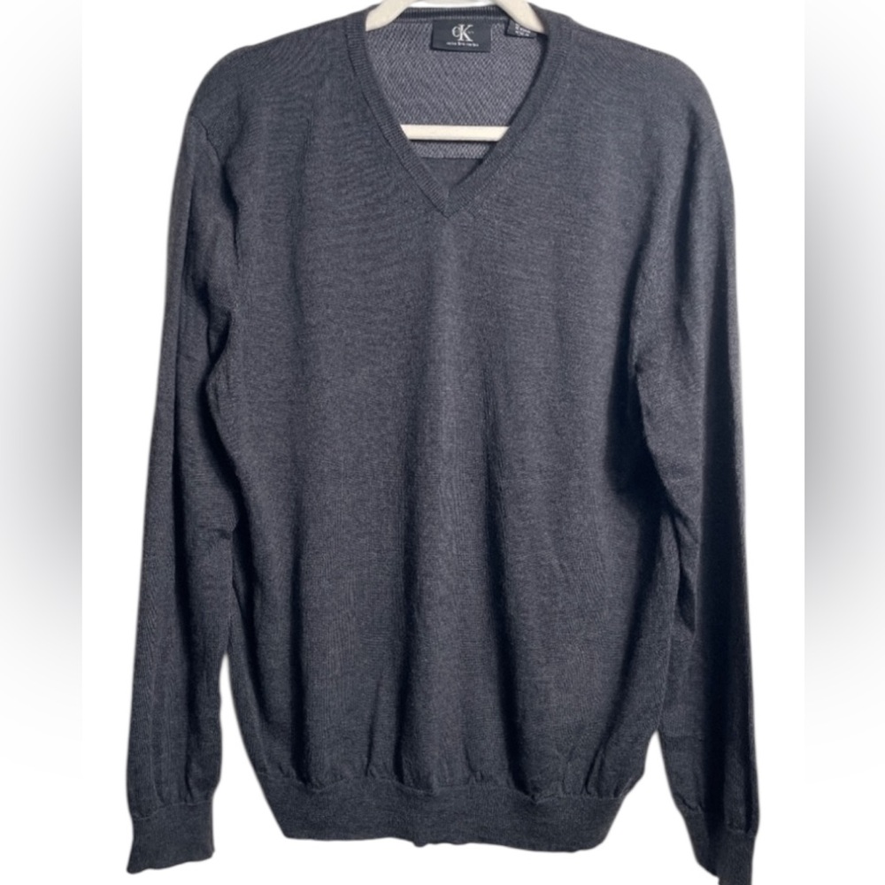 Merino Wool V-Neck Sweater — Charcoal (Men's